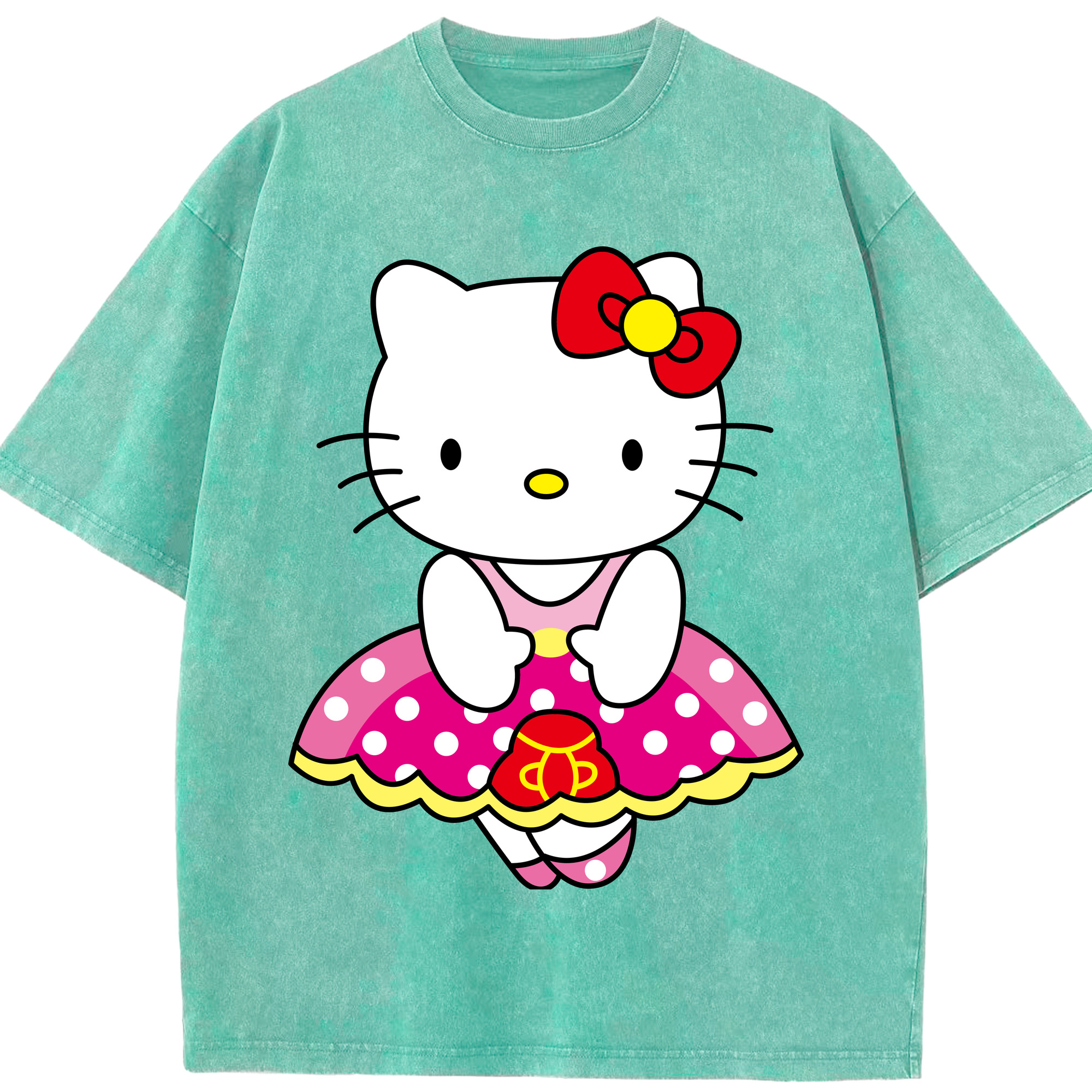 （画像用） Hello Kitty ハローキティ 綿100% ヴィンテージ風 半袖Tシャツ（フロントプリント）
